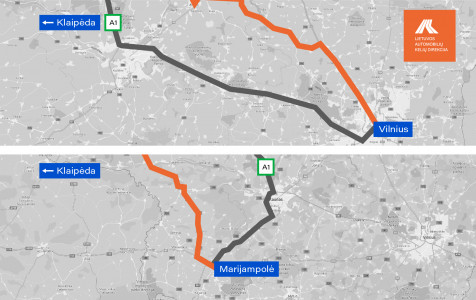 Važiuojantiems magistraliniu keliu A1 Vilnius–Kaunas–Klaipėda – rekomenduojama rinktis alternatyvius maršrutus
