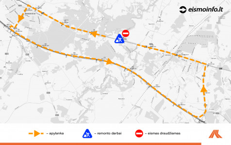 Eismo pokyčiai dėl tilto per Šešuvį rekonstravimo