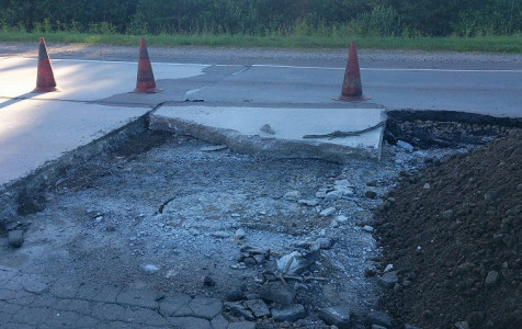 Įspėjimas važiuojantiems keliu A14 Vilnius–Utena